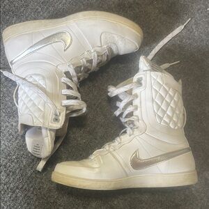 Nike White and Silver High-Top Sneakers